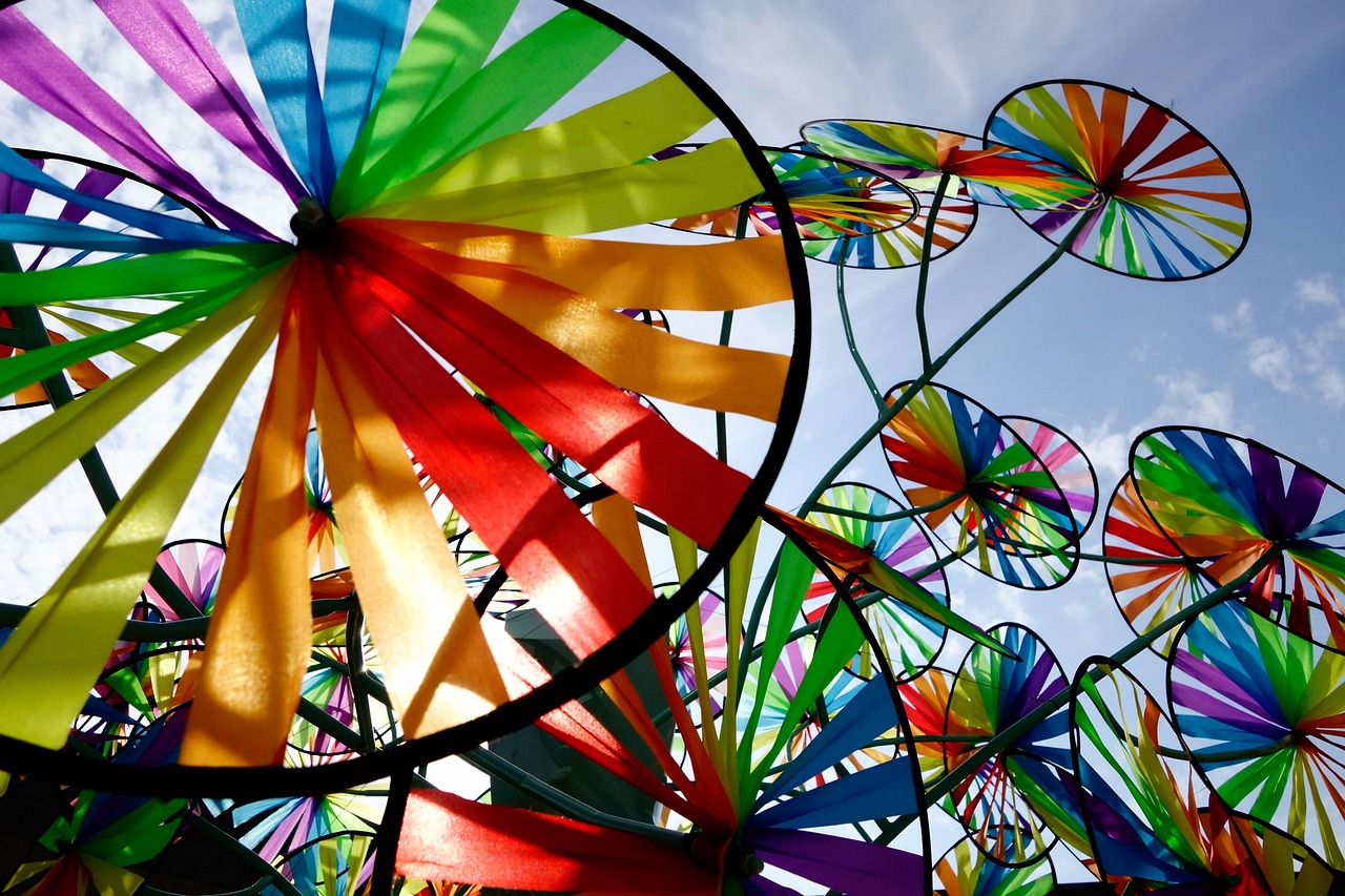 pinwheel, wind, sky